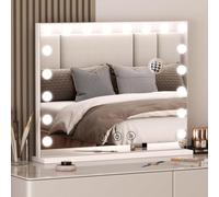 Hamlody Miroir de Maquillage Hollywood avec éclairage, 80 x 60 cm, 18 lumens et 3 Couleurs de lumière, intensité Variable, Port de Charge USB/Type C, contrôle Tactile pour Chambre à Coucher, Dressing