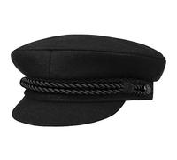 HAMMABURG Black Casquette de Capitaine Femme/Homme - Made in The EU Marin Matelot avec Visiere, Visiere Printemps-ete - 57 cm Noir