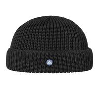 HAMMABURG Bonnet Docker en Tricot Femme/Homme - Made in Italy pour Homme l'hiver avec Revers, Revers Hiver Automne-Hiver - Taille Unique Noir