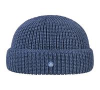 HAMMABURG Bonnet Docker en Tricot Femme/Homme - Made in Italy pour Homme l'hiver avec Revers, Revers Hiver Automne-Hiver - Taille Unique Bleu
