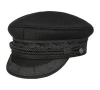 HAMMABURG Bonnet prince Heinrich - Casquette de capitaine avec bordures en feuilles de chêne - Fabriqué en Allemagne - Unisexe - Toutes les saisons, Noir , 60