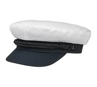 HAMMABURG Casquette de Marin White Starline Femme/Homme - Bonnet Capitaine avec Visiere Hiver Automne Ete Printemps Printemps-ete - 55 cm Blanc