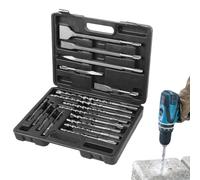Hammer Drill Bits, Round Shank Rotary Hammer Drill Bits with Storage Case | Hole Cutting Heads for Stone Brick Tile Concrete Cement Ceramic Porcelain Granite Marble Masonry