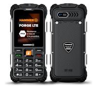 Hammer H Forge LTE Téléphone Portable d'Extérieur sans Contrat, Batterie 3000 mAh, 32 Go, Écran IPS 2,4", Grosses Touches, Lampe de Poche, Appareil Photo 2 MP, Radio FM, USB-C, Double SIM, IP68, Noir
