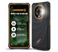 Hammer Smartphone Iron 6 5G 6 Go / 128 Go Android 15 IP69 Batterie 6050 mAh Noir / Orange
