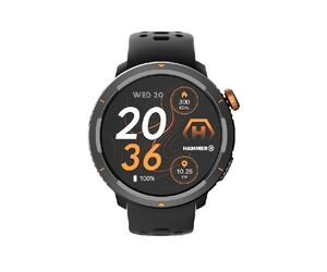 Hammer Watch 2 Lite noir Montre connectée robuste avec écran AMOLED, résistance à l'eau et bracelets interchangeables, parfaite pour les utilisateurs