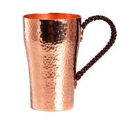 Hammered Copper Mug - 400ml Beverage Cup, Rattan Handle Cocktail Glass, Ros | Drinkware Tableware Accessory, Handcrafted Copper Mug, Elegant Rattan Handle, Keeps Drinks Cold, Kitchen Dining Bar, Pure Met