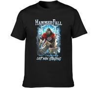HammerFall Last Man Standing Mens T-T-Shirts à Manches Courtes Casual Cotton Unisex Black Tees Tops(Small)