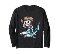 Hammerhead Shark Cowboy Squelette Halloween Manche Longue