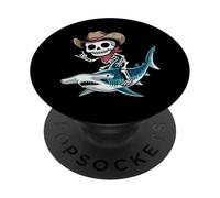 Hammerhead Shark Cowboy Squelette Halloween PopSockets PopGrip Adhésif