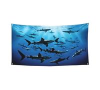 Hammerhead Sharks - Bannière imprimée pour festival - Polyester simple face avec œillets métalliques pour événements en plein air, marchés de Noël et fêtes