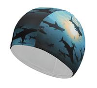Hammerhead Sharks Bonnet de bain unisexe pour adulte Antidérapant Confortable Durable Facile à mettre et à enlever Bonnet de bain imperméable Garde les cheveux au sec