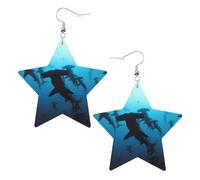 Hammerhead Sharks Boucles d'oreilles pendantes célestes en forme d'étoile pour femme, One Size, Cuir