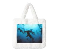 Hammerhead Sharks Sac à main en peluche pour femme - Grande pochette pour pièces de monnaie, portefeuille et accessoire Velcro - Cadeau parfait pour les femmes, blanc, Taille unique