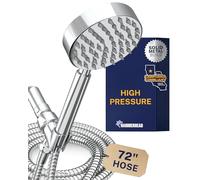 Hammerhead Showers® Pomme de douche à main à faible débit en métal avec tuyau et support en laiton - Chrome - Économie d'eau - Pommeau de douche amovible de 1,75 GPM - Support de baguette de douche