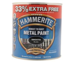 Hammerite 5158235 Peinture pour métal Noir lisse, 1L