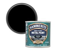 Hammerite Peinture Métal Directe sur Rouille Satiné Noir 250ml