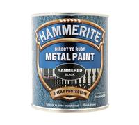 Hammerite - Peinture Métal Directe sur la Rouille, Noir, Finition Martelée, 750
