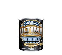 Hammerite Ultima - Peinture Acrylique Tous Métaux - 3 en 1 : Antirouille, Direct sur Rouille et Sans Sous-couche - Mat Noir 0,75 L