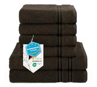 Hammetex 6 teiliges Handtuch Set, 100% Baumwolle Weich Saugstark Qualität Handtücher Set, 2 Badetücher 70x140 cm, 4 Handtücher 50x100 cm, Braun