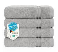 Hammetex Badetücher 50x100 cm, Extra Weich und Saugfähig 100% Baumwolle, 4-teiliges Leichtes und Langlebiges Badetuch, Perfekt für Bad, Spa und Fitnessstudio, Hellgrau