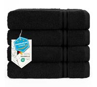 Hammetex Badetücher 50x100 cm, Extra Weich und Saugfähig 100% Baumwolle, 4-teiliges Leichtes und Langlebiges Badetuch, Perfekt für Bad, Spa und Fitnessstudio, Schwarz