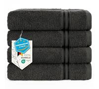 Hammetex Badetücher 50x100 cm, Extra Weich und Saugfähig 100% Baumwolle, 4-teiliges Leichtes und Langlebiges Badetuch, Perfekt für Bad, Spa und Fitnessstudio, Anthrazit