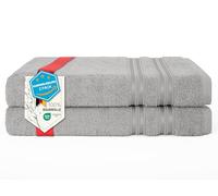 Hammetex Badetücher 70x140 cm, Extra Weich und Saugfähig 100% Baumwolle, 2-teiliges Leichtes und Langlebiges Badetuch, Perfekt für Bad, Spa und Fitnessstudio, Hellgrau