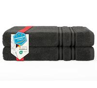 Hammetex Lot de 2 Serviettes de Bain 70x140 cm, 100% Coton 50 GSM, Douces, Absorbantes, Séchage Rapide, Certifiées Oeko-TEX, Anthracite