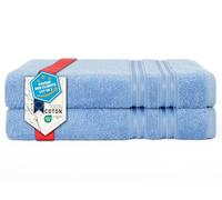 Hammetex Lot de 2 Serviettes de Bain 70x140 cm, 100% Coton 500 GSM, Douces, Absorbantes, Séchage Rapide, Certifiées Oeko-TEX, Bleu Clair