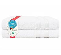 Hammetex Lot de 2 Serviettes de Bain 70x140 cm, 100% Coton 500 GSM, Douces, Absorbantes, Séchage Rapide, Certifiées Oeko-TEX, Blanc