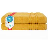 Hammetex Lot de 2 Serviettes de Bain 70x140 cm, 100% Coton 500 GSM, Douces, Absorbantes, Séchage Rapide, Certifiées Oeko-TEX, Moutarde