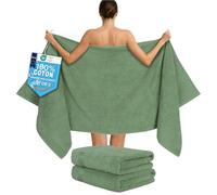 Hammetex Lot de 2 Serviettes de Bain Extra Larges - 80 x 200 cm, 500 g/m², 100% Coton - Douces et absorbantes - Grandes Serviettes de Spa luxueuses - Vert Sauge