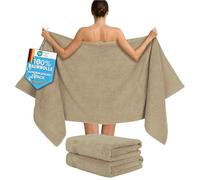 Hammetex Lot de 2 Serviettes de Bain Extra Larges - 80 x 200 cm, 500 g/m², 100% Coton - Douces et absorbantes - Grandes Serviettes de Spa luxueuses - Beige