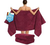 Hammetex Lot de 2 Serviettes de Bain Extra Larges, 80 x 200 cm, 500 g/m², 100% Coton, Douces et absorbantes, Grandes Serviettes de Spa luxueuses, Bordeaux