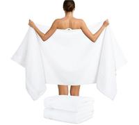Hammetex Lot de 2 Très Grandes Serviettes de Bain et Sauna 80x200 cm, 100% Coton 500 GSM, Absorbantes, Séchage Rapide, Certifiées Oeko-TEX, Serviettes de Spa et de Sauna, Blanc