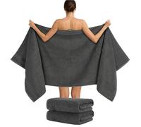 Hammetex Lot de 2 Très Grandes Serviettes de Bain et Sauna 80x200 cm, 100% Coton 500 GSM, Absorbantes, Séchage Rapide, Certifiées Oeko-TEX, Serviettes de Spa et de Sauna, Anthracite
