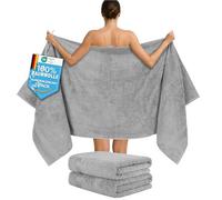 Hammetex Lot de 2 Très Grandes Serviettes de Bain et Sauna 80x200 cm, 100% Coton 500 GSM, Absorbantes, Séchage Rapide, Certifiées Oeko-TEX, Serviettes de Spa et de Sauna, Gris Clair