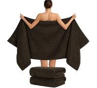Hammetex Lot de 2 Très Grandes Serviettes de Bain et Sauna 80x200 cm, 100% Coton 500 GSM, Absorbantes, Séchage Rapide, Certifiées Oeko-TEX, Serviettes de Spa et de Sauna, Marron