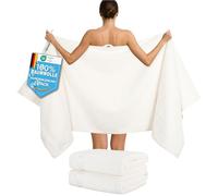 Hammetex Lot de 2 Très Grandes Serviettes de Bain et Sauna 80x200 cm, 100% Coton 500 GSM, Absorbantes, Séchage Rapide, Certifiées Oeko-TEX, Serviettes de Spa et de Sauna, Crème