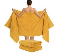 Hammetex Lot de 2 Très Grandes Serviettes de Bain et Sauna 80x200 cm, 100% Coton 500 GSM, Absorbantes, Séchage Rapide, Certifiées Oeko-TEX, Serviettes de Spa et de Sauna, Moutarde