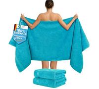 Hammetex Lot de 2 Très Grandes Serviettes de Bain et Sauna 80x200 cm, 100% Coton 500 GSM, Absorbantes, Séchage Rapide, Certifiées Oeko-TEX, Serviettes de Spa et de Sauna, Turquoise