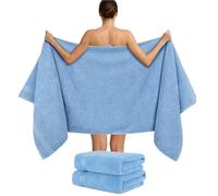 Hammetex Lot de 2 Très Grandes Serviettes de Bain et Sauna 80x200 cm, 100% Coton 500 GSM, Absorbantes, Séchage Rapide, Certifiées Oeko-TEX, Serviettes de Spa et de Sauna, Bleu Clair