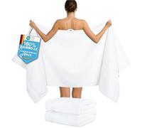 Hammetex Lot de 2 Très Grandes Serviettes de Bain et Sauna 80x200 cm, 100% Coton 500 GSM, Absorbantes, Séchage Rapide, Certifiées Oeko-TEX, Serviettes de Spa et de Sauna, Blanc