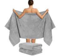 Hammetex Lot de 2 Très Grandes Serviettes de Bain et Sauna 80x200 cm, 100% Coton 500 GSM, Absorbantes, Séchage Rapide, Certifiées Oeko-TEX, Serviettes de Spa et de Sauna, Gris Clair