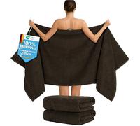 Hammetex Lot de 2 Très Grandes Serviettes de Bain et Sauna 80x200 cm, 100% Coton 500 GSM, Absorbantes, Séchage Rapide, Certifiées Oeko-TEX, Serviettes de Spa et de Sauna, Marron