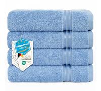 Hammetex Lot de 4 Serviettes 50x100 cm, 100% Coton 500 GSM, Douces, Absorbantes, Séchage Rapide, Idéal pour Le Gymnase, Le Bain, Le Sauna, Certifiées Oeko-TEX, Bleu Clair