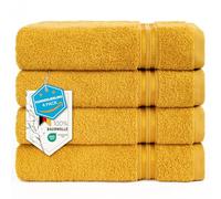 Hammetex Lot de 4 Serviettes 50x100 cm, 100% Coton 500 GSM, Douces, Absorbantes, Séchage Rapide, Idéal pour Le Gymnase, Le Bain, Le Sauna, Certifiées Oeko-TEX, Moutarde