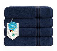 Hammetex Lot de 4 Serviettes 50x100 cm, 100% Coton 500 GSM, Douces, Absorbantes, Séchage Rapide, Idéal pour Le Gymnase, Le Bain, Le Sauna, Certifiées Oeko-TEX, Bleu foncé