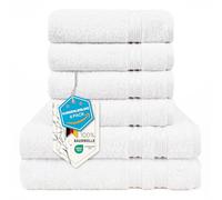 Hammetex Lot de 6 Serviettes 100% Coton 500 GSM - 2 Serviettes de Bain 70x140 cm + 4 Serviettes à Mains 50x100 cm, Douces, Absorbantes, Certifiées Oeko-TEX, Blanc